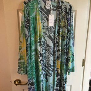 TLEW de Lis Mint Embossed Open Front Cardigan XL